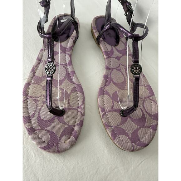 Coach Shirley Women’s 6.5 Purple Patent Leather Flat Thong Sandals - Picture 4 of 9